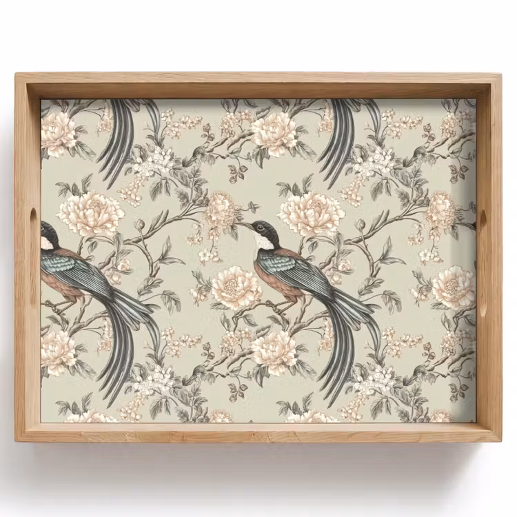 Tray - Flower - Bird - Colorful — 1