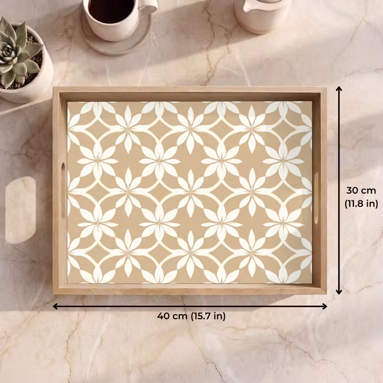 Tray - Flowers - Pattern - Beige — 7
