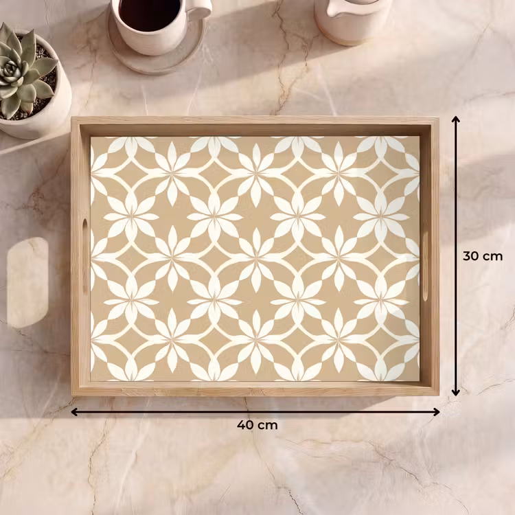 Tray - Flowers - Pattern - Beige — 8