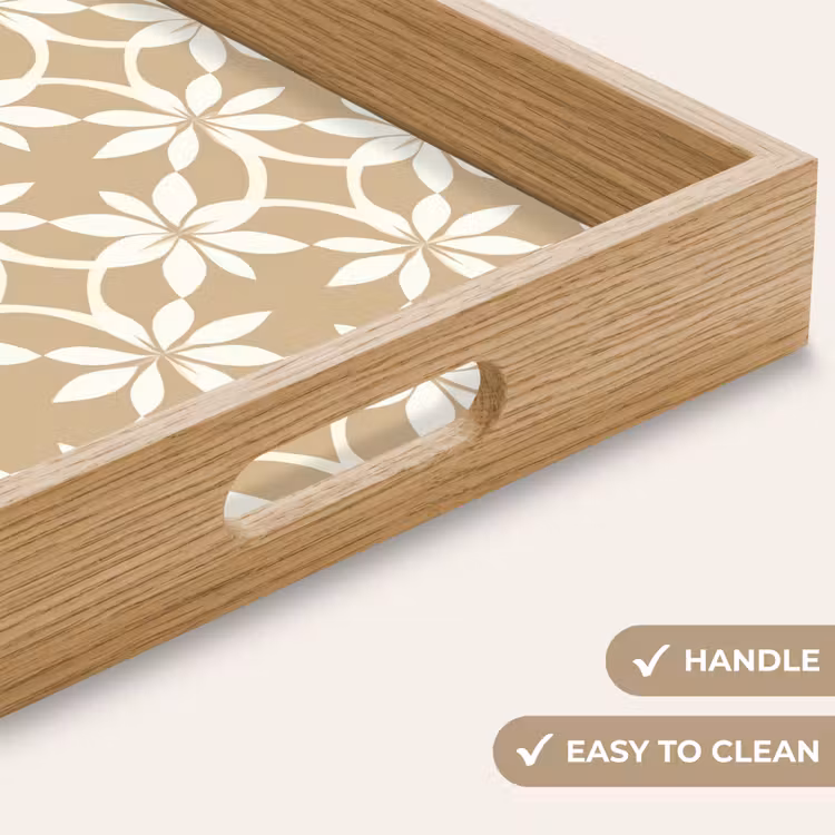Tray - Flowers - Pattern - Beige — 9