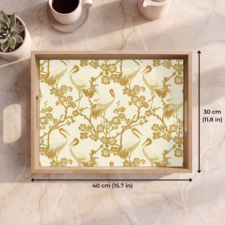 Tray - Crane - Cherry Blossom - Gold — 7