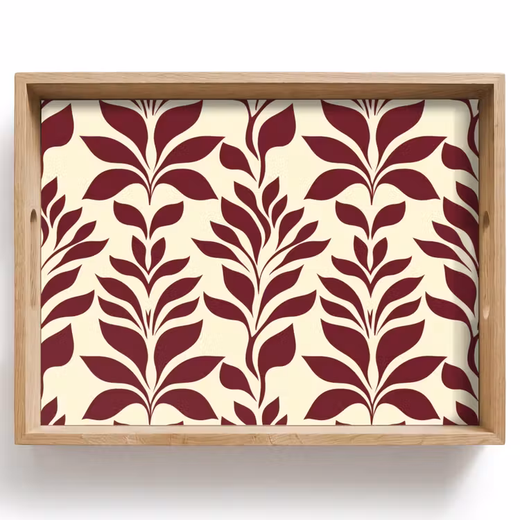 Tray - Abstract - Leaves - Burgundy — 1