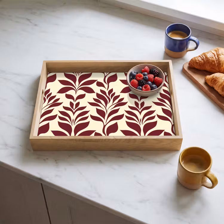 Tray - Abstract - Leaves - Burgundy — 3