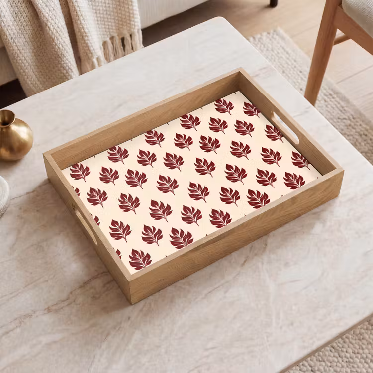 Tray - Botanical - Pattern - Bordeaux — 2