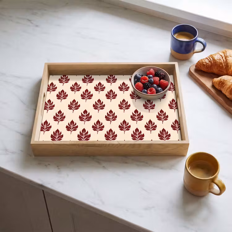 Tray - Botanical - Pattern - Bordeaux — 3