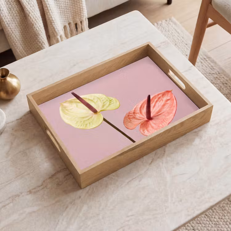 Tray - Flowers - Anthuriums - Yellow - Pink — 2