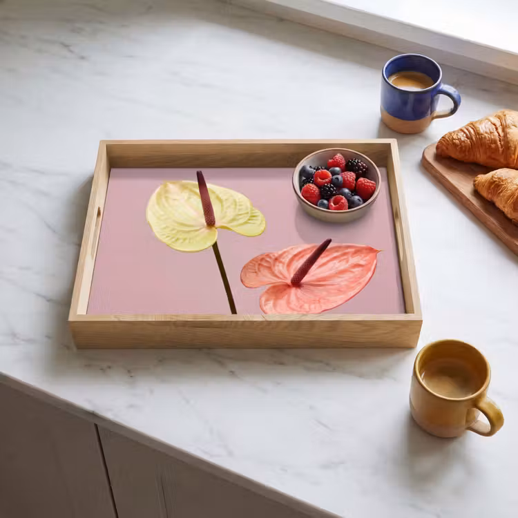 Tray - Flowers - Anthuriums - Yellow - Pink — 3