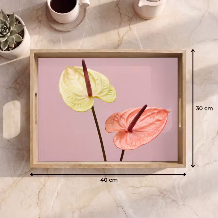 Tray - Flowers - Anthuriums - Yellow - Pink — 8