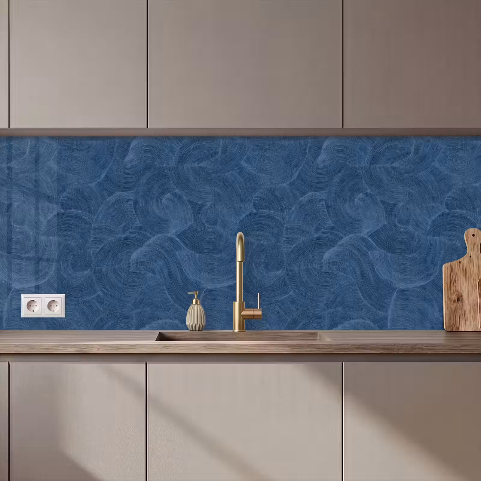 Kitchen splashback - Waves - Texture - Pattern - Blue — 1