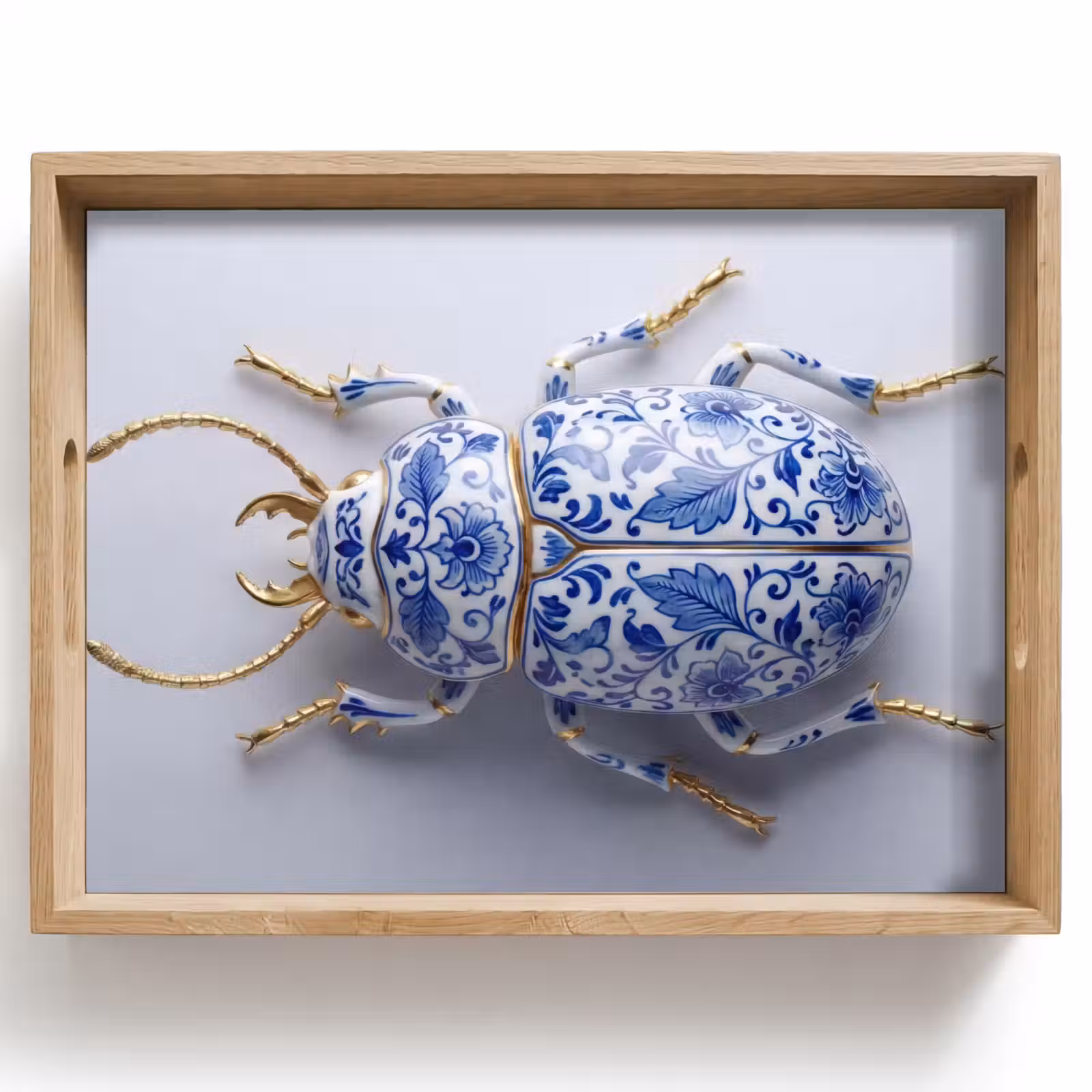 Tray - Beetle - Delft - Blue - Gold — 1
