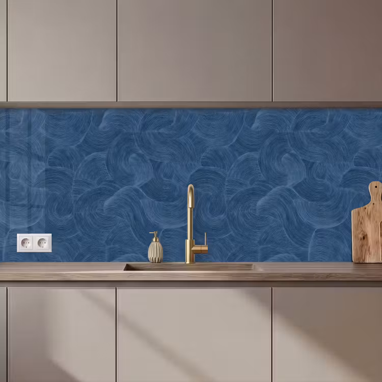 Kitchen splashback - Waves - Texture - Pattern - Blue — 1