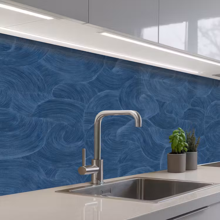 Kitchen splashback - Waves - Texture - Pattern - Blue — 2