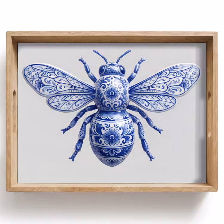 Tray - Bee - Modern - Delft - Blue — 1