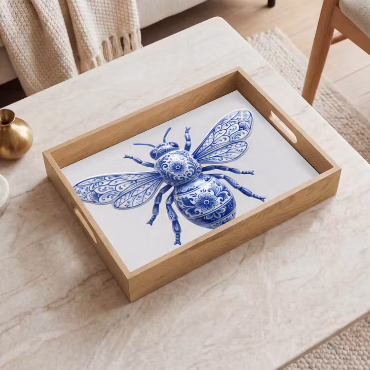 Tray - Bee - Modern - Delft - Blue — 2