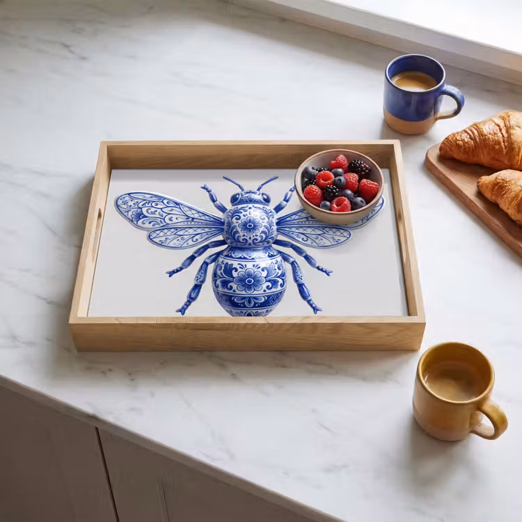Tray - Bee - Modern - Delft - Blue — 3