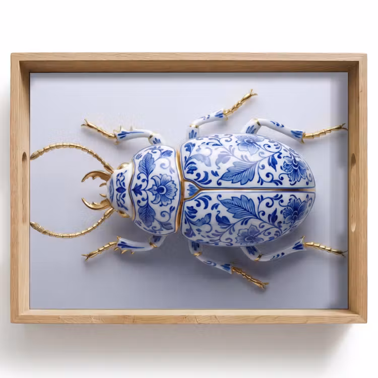 Tray - Beetle - Delft - Blue - Gold — 1