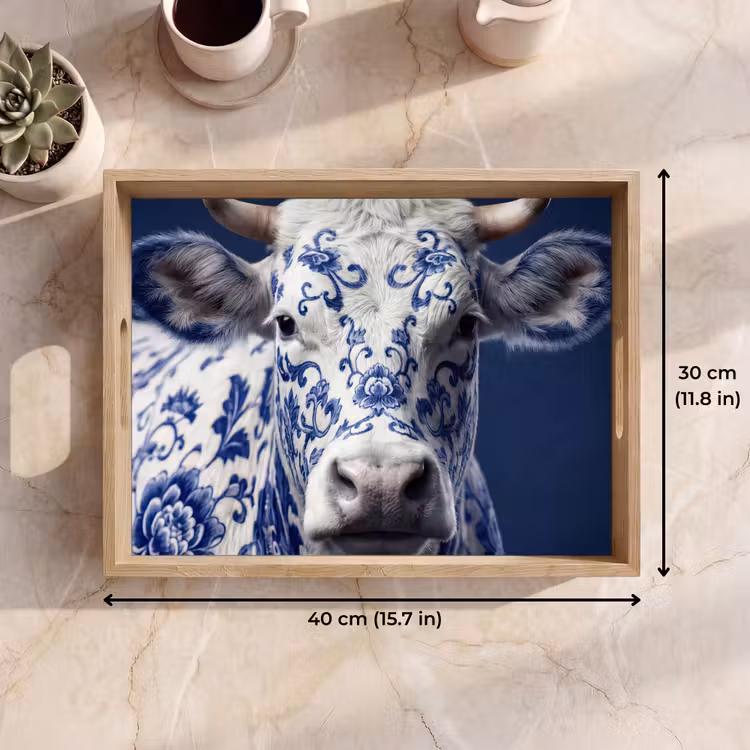 Tray - Cow - Delft - Blue - Artistic — 7
