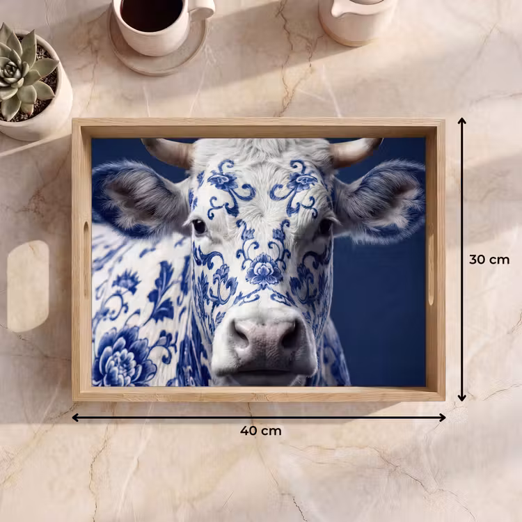 Tray - Cow - Delft - Blue - Artistic — 8