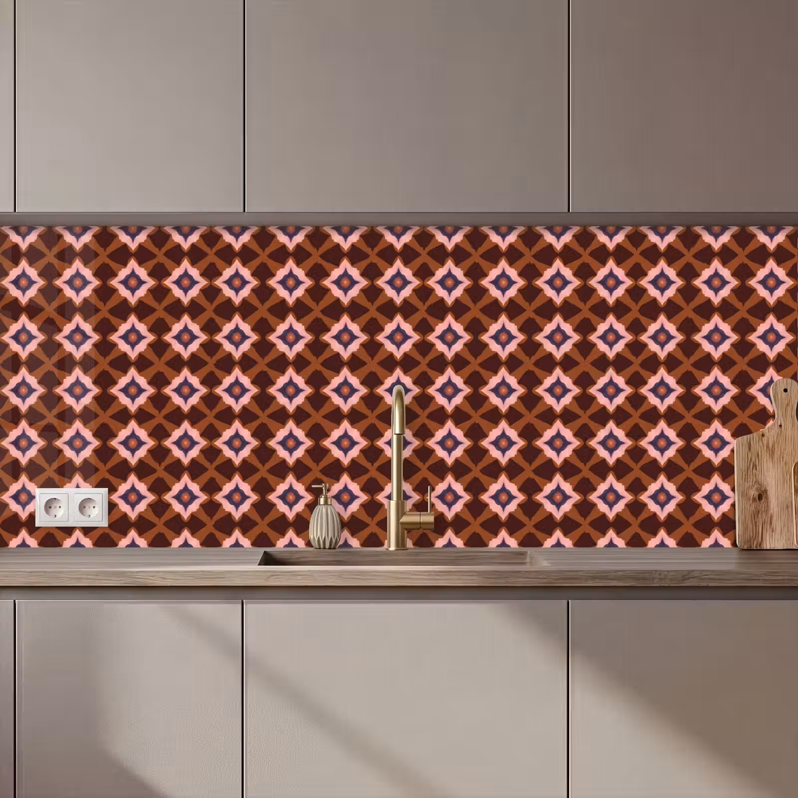 Kitchen splashback - Geometric - Ornate - Brown — 1