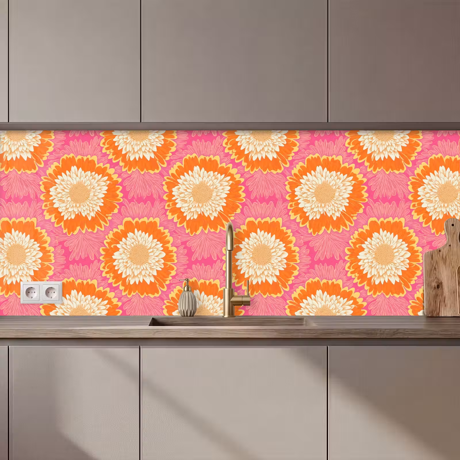Kitchen splashback - Retro - Floral - Colorful — 1