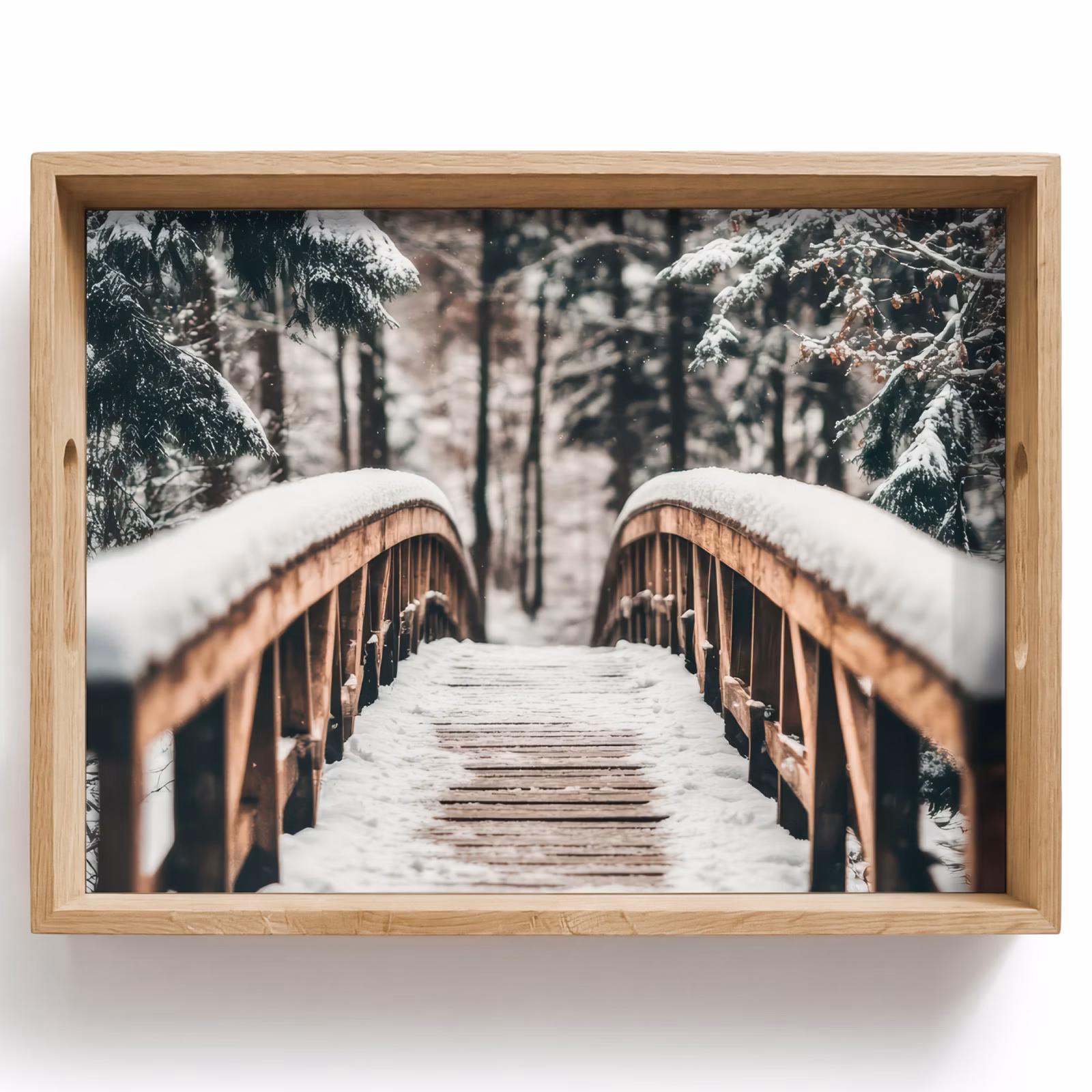 Tray - Bridge - Winter landscape - Forest - Nature - Snow — 1