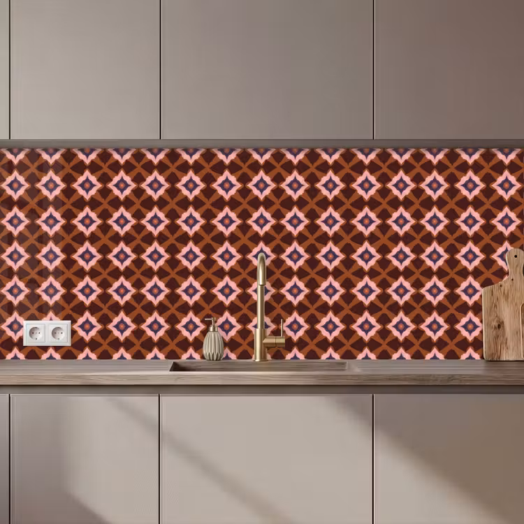 Kitchen splashback - Geometric - Ornate - Brown — 1
