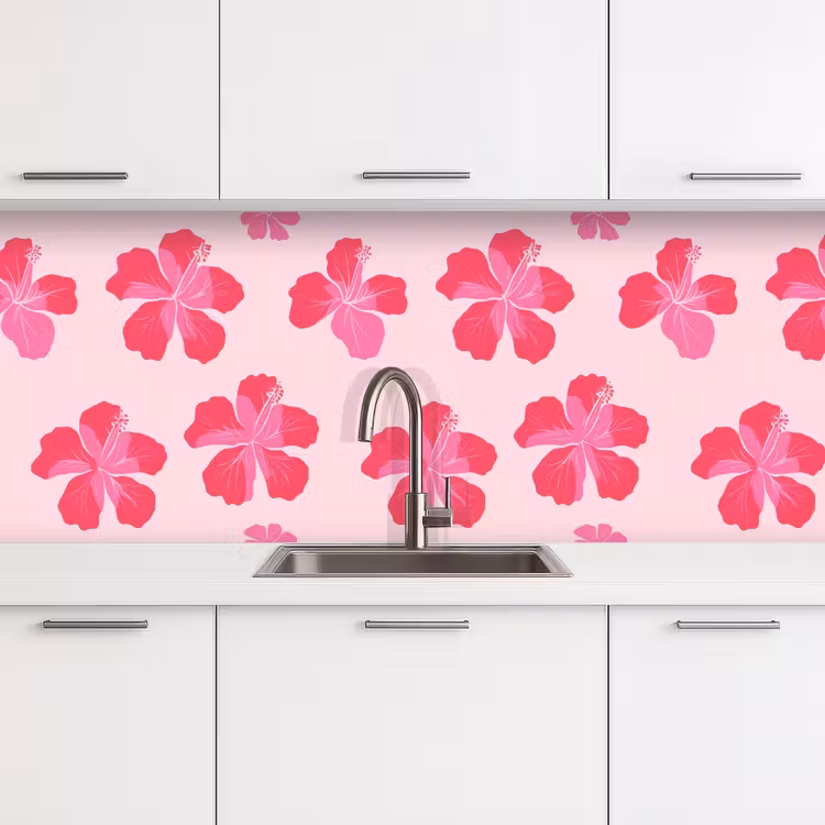 Kitchen splashback - Hibiscus - Flowers - Pink — 4