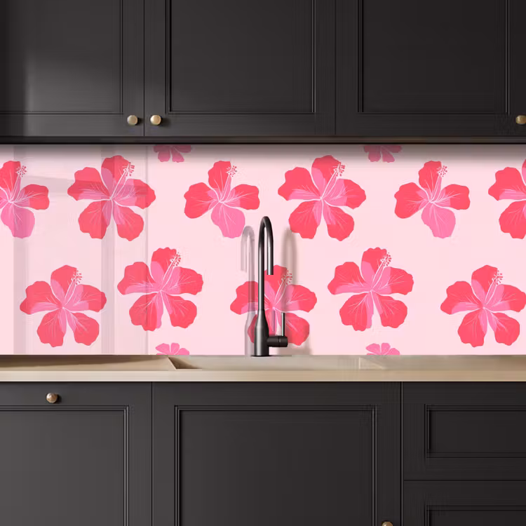 Kitchen splashback - Hibiscus - Flowers - Pink — 6