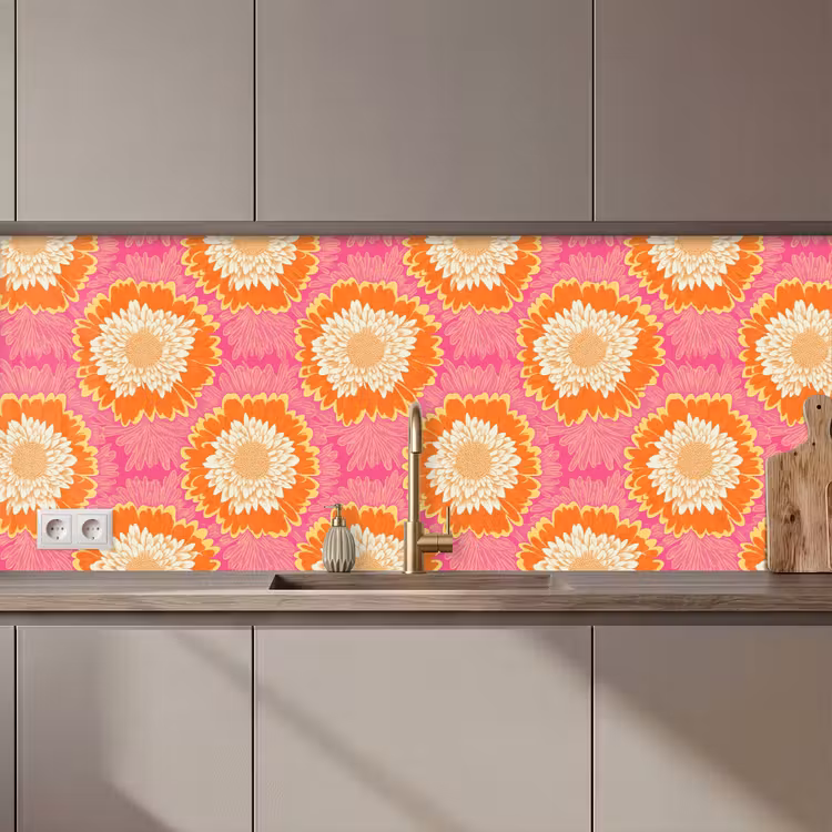 Kitchen splashback - Retro - Floral - Colorful — 1