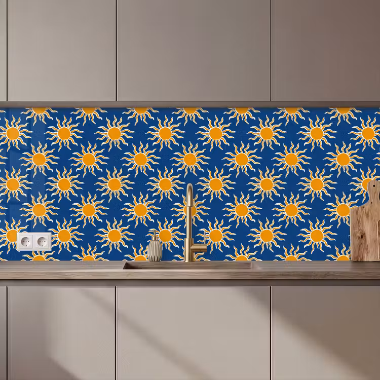Kitchen splashback - Sun - Pattern - Blue — 1
