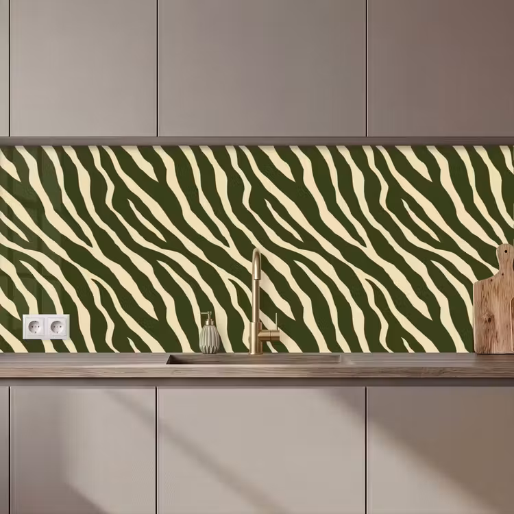 Kitchen splashback - Zebra - Pattern - Green — 1