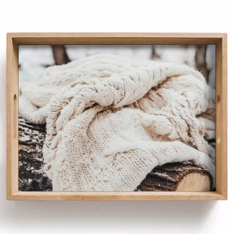 Tray - Blanket - White - Tree stump - Winter - Snow — 1