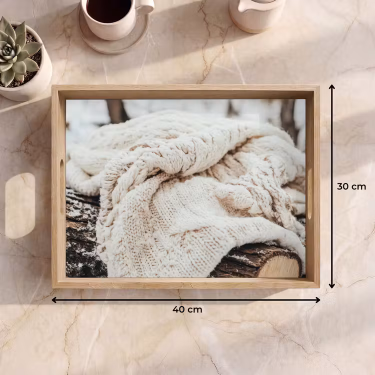 Tray - Blanket - White - Tree stump - Winter - Snow — 8