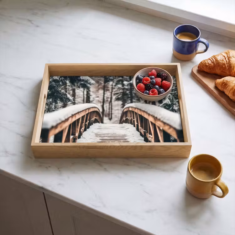 Tray - Bridge - Winter landscape - Forest - Nature - Snow — 3