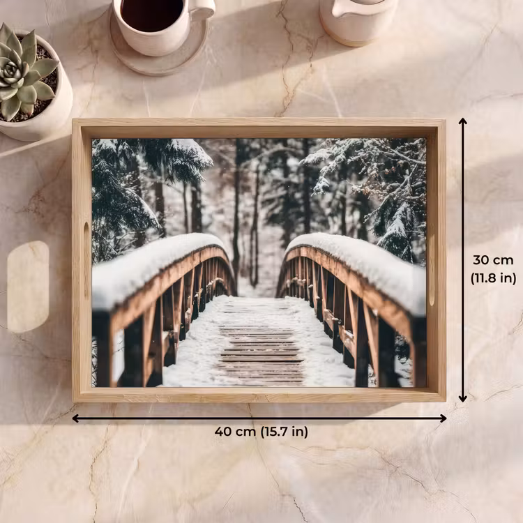 Tray - Bridge - Winter landscape - Forest - Nature - Snow — 7