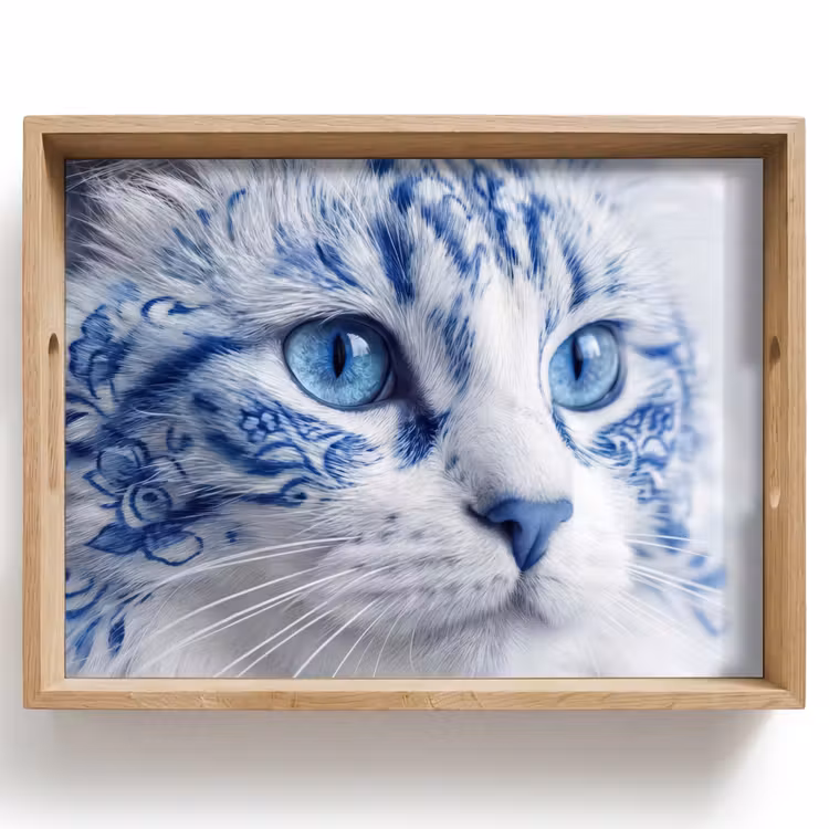 Tray - Cat - Pattern - Blue — 1