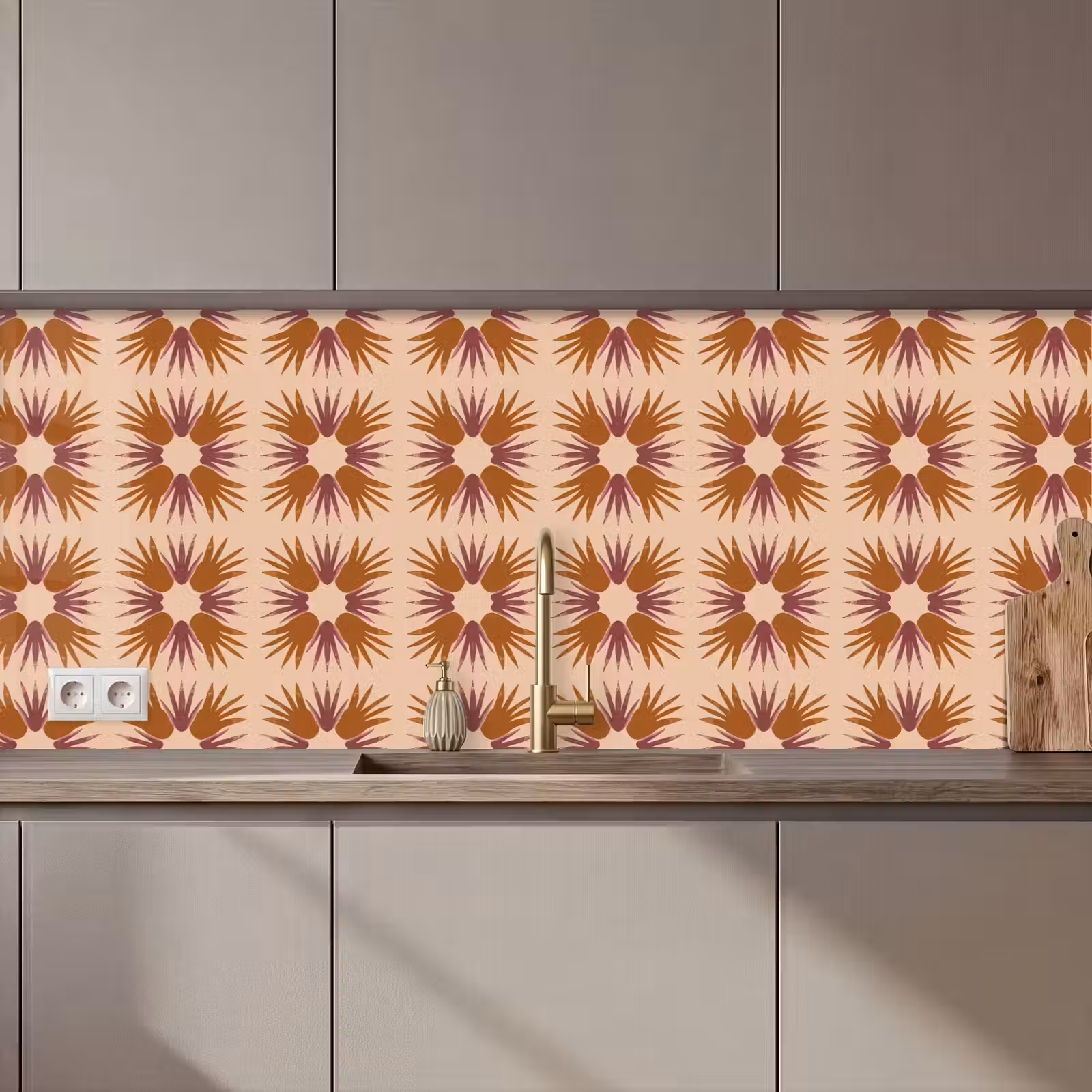 Kitchen splashback - Ornament - Pattern - Ochre — 1