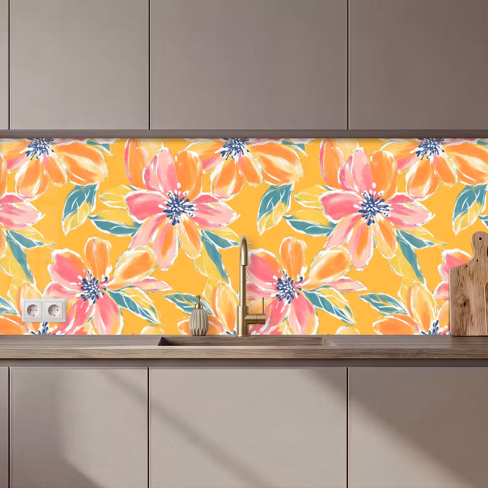 Kitchen splashback - Texture - Floral - Colorful — 1