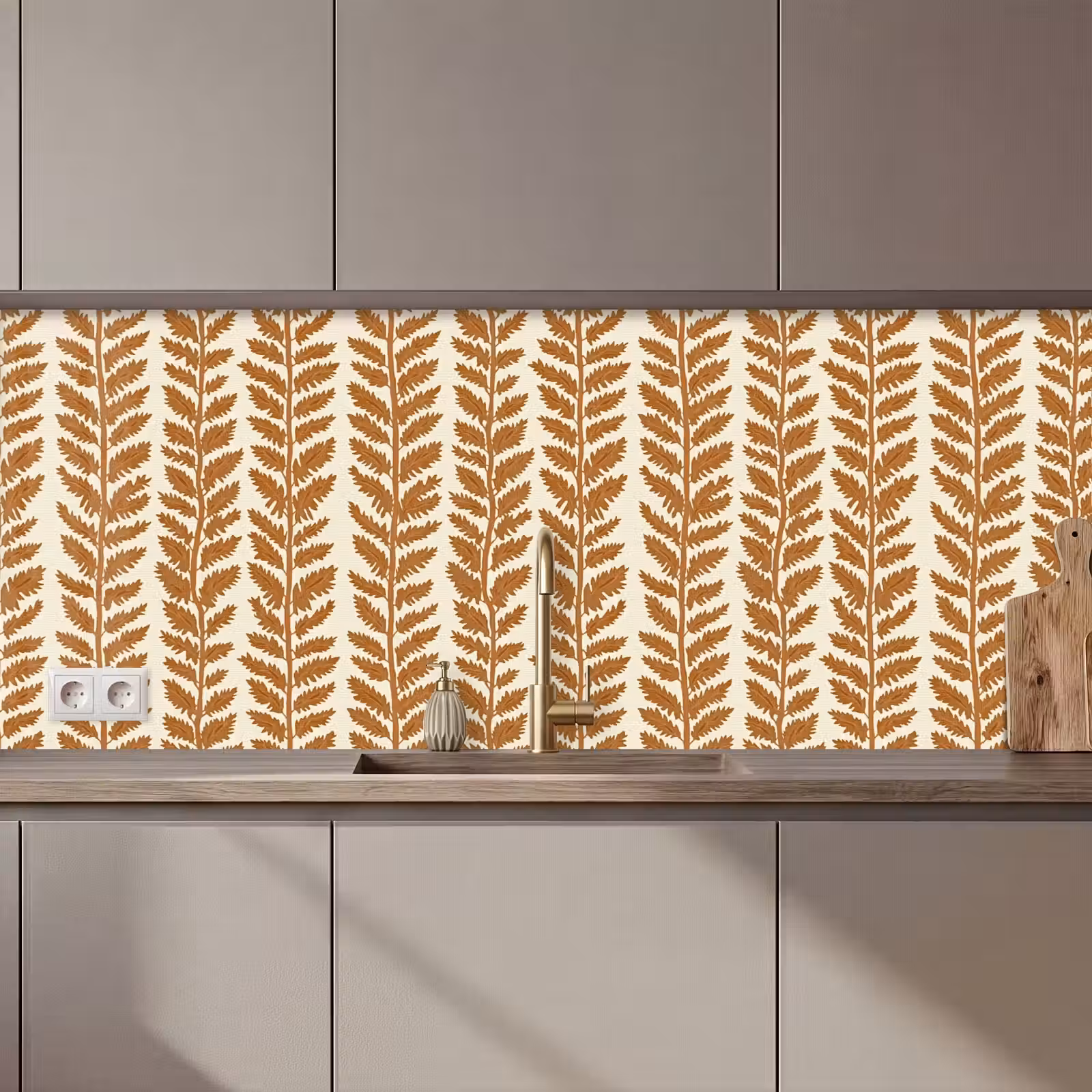 Kitchen splashback - Texture - Leaves - Ochre — 1