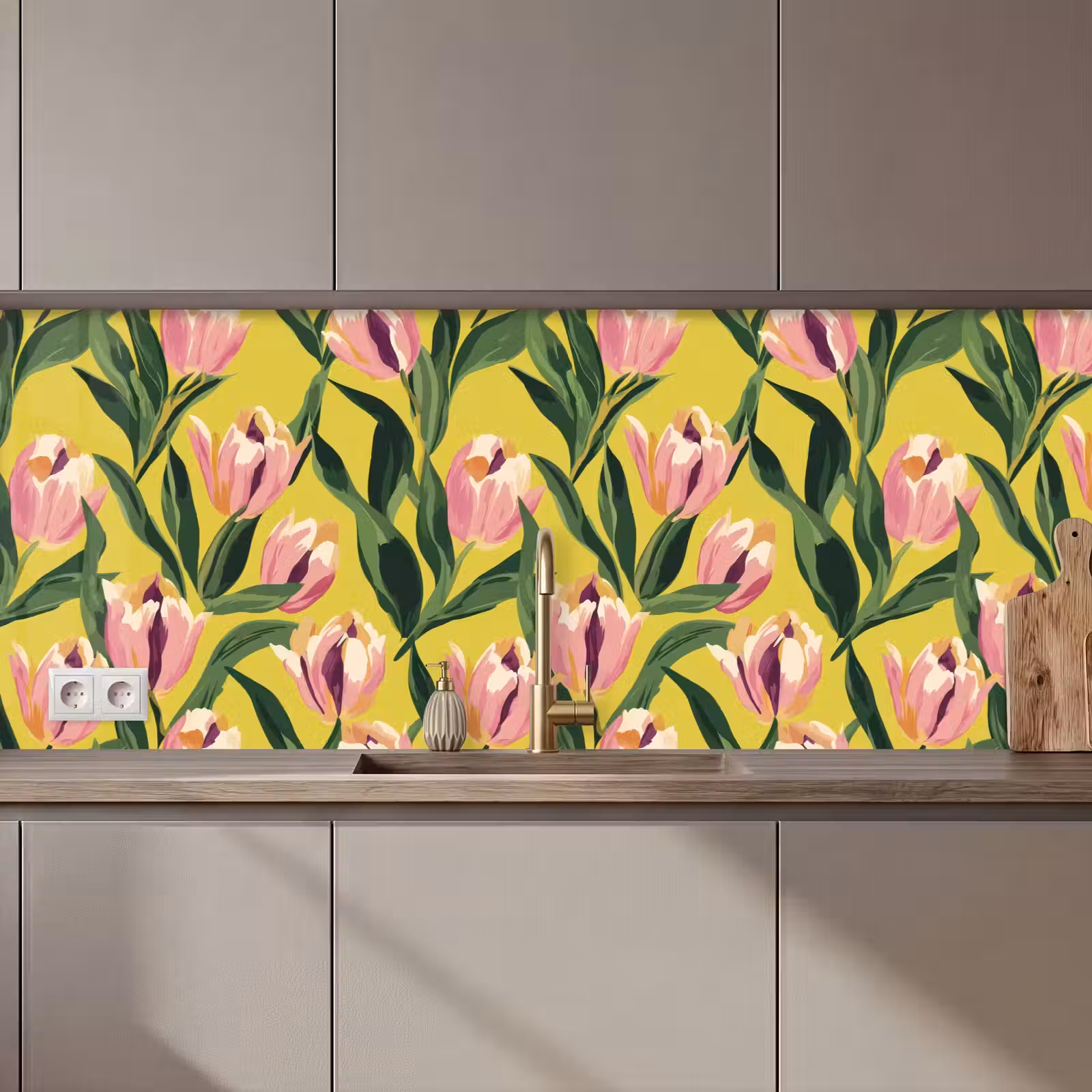 Kitchen splashback - Tulips - Botanical - Yellow — 1