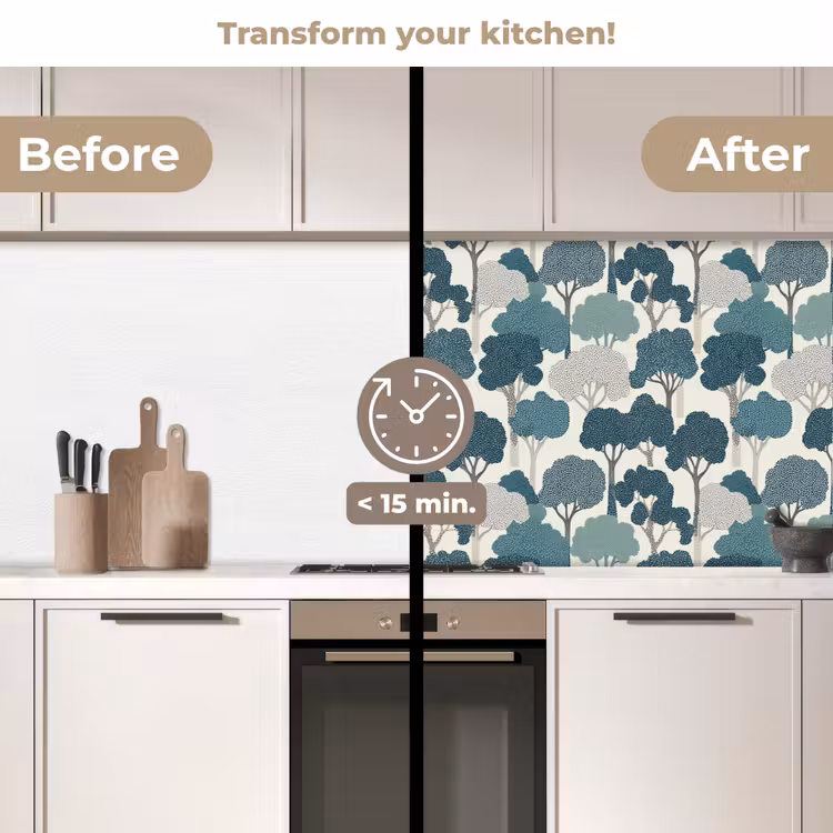 Kitchen splashback - Modern - Trees - Forest - Pattern - Blue — 3