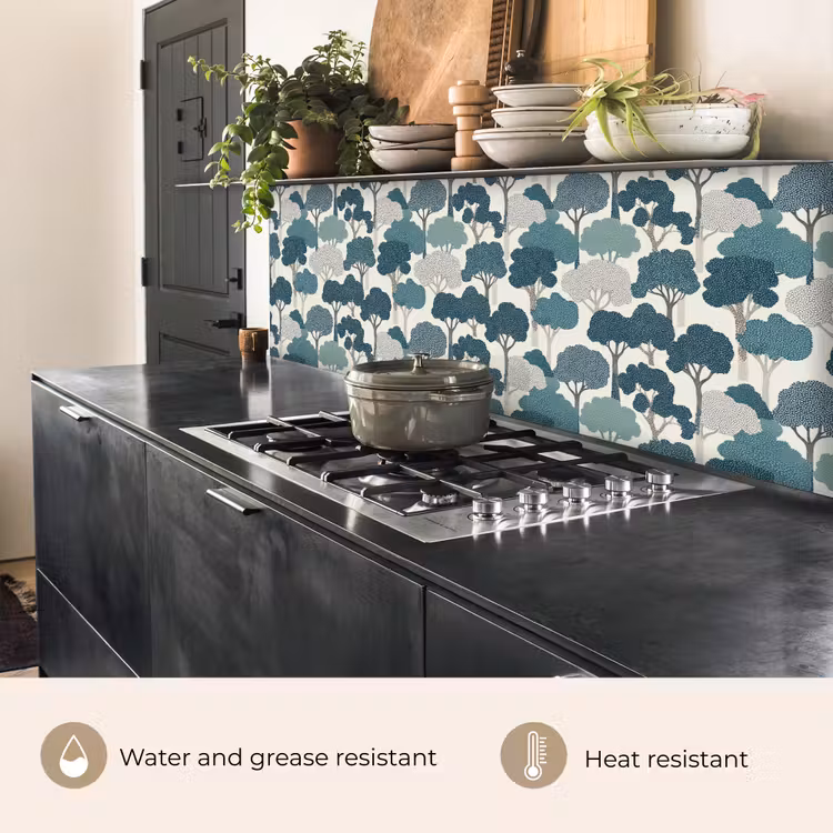 Kitchen splashback - Modern - Trees - Forest - Pattern - Blue — 5