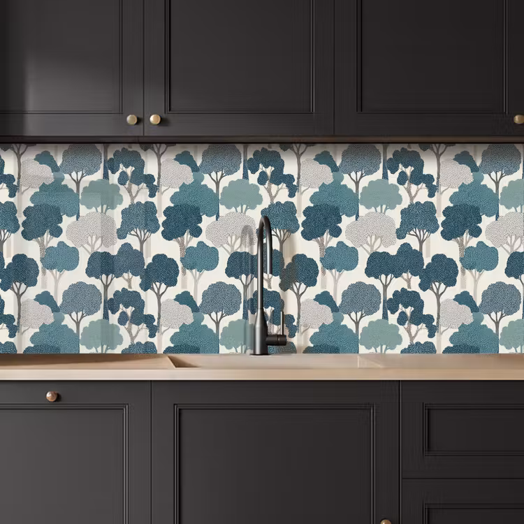 Kitchen splashback - Modern - Trees - Forest - Pattern - Blue — 6