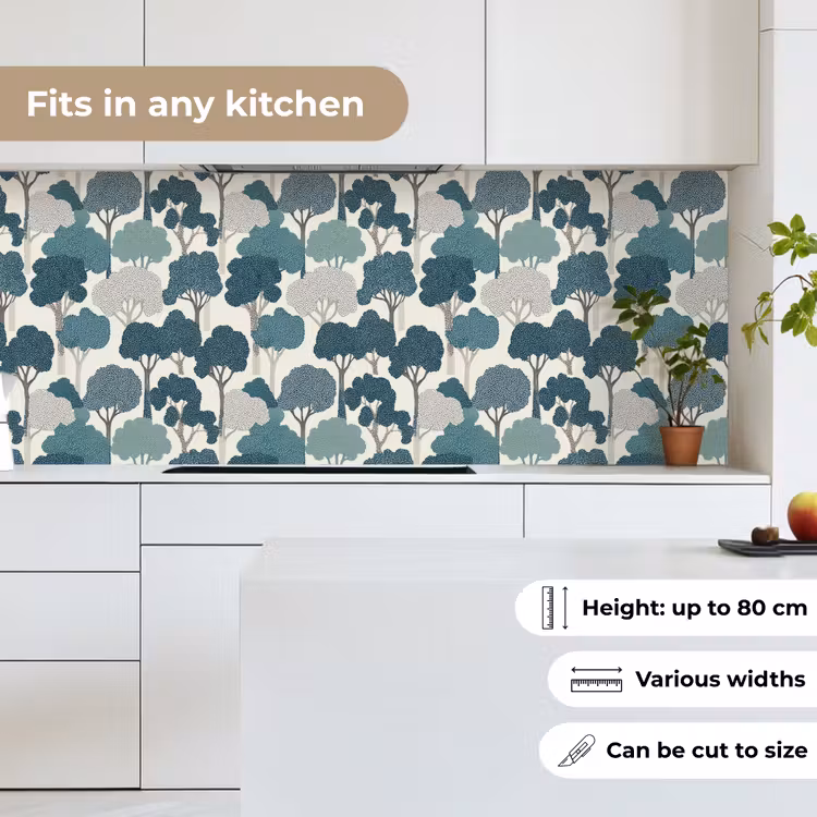 Kitchen splashback - Modern - Trees - Forest - Pattern - Blue — 7