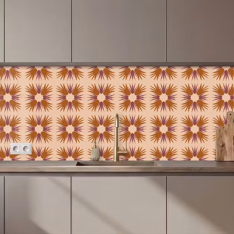 Kitchen splashback - Ornament - Pattern - Ochre — 1