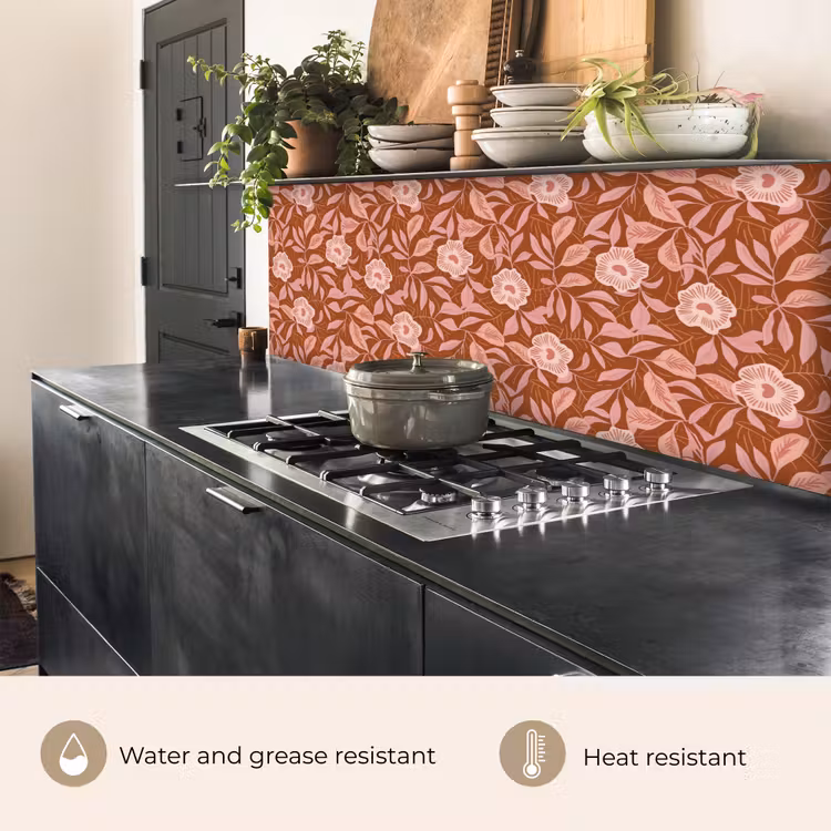 Kitchen splashback - Pattern - Leaves - Terracotta — 5