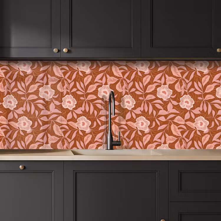 Kitchen splashback - Pattern - Leaves - Terracotta — 6