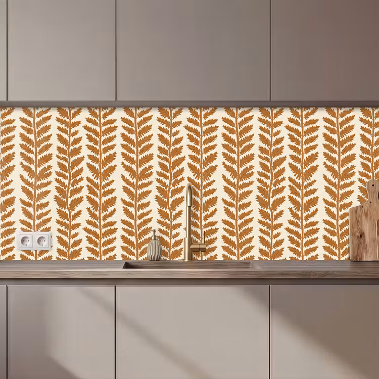 Kitchen splashback - Texture - Leaves - Ochre — 1