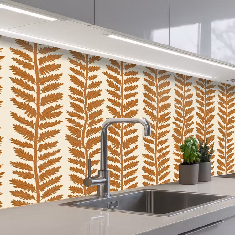 Kitchen splashback - Texture - Leaves - Ochre — 2