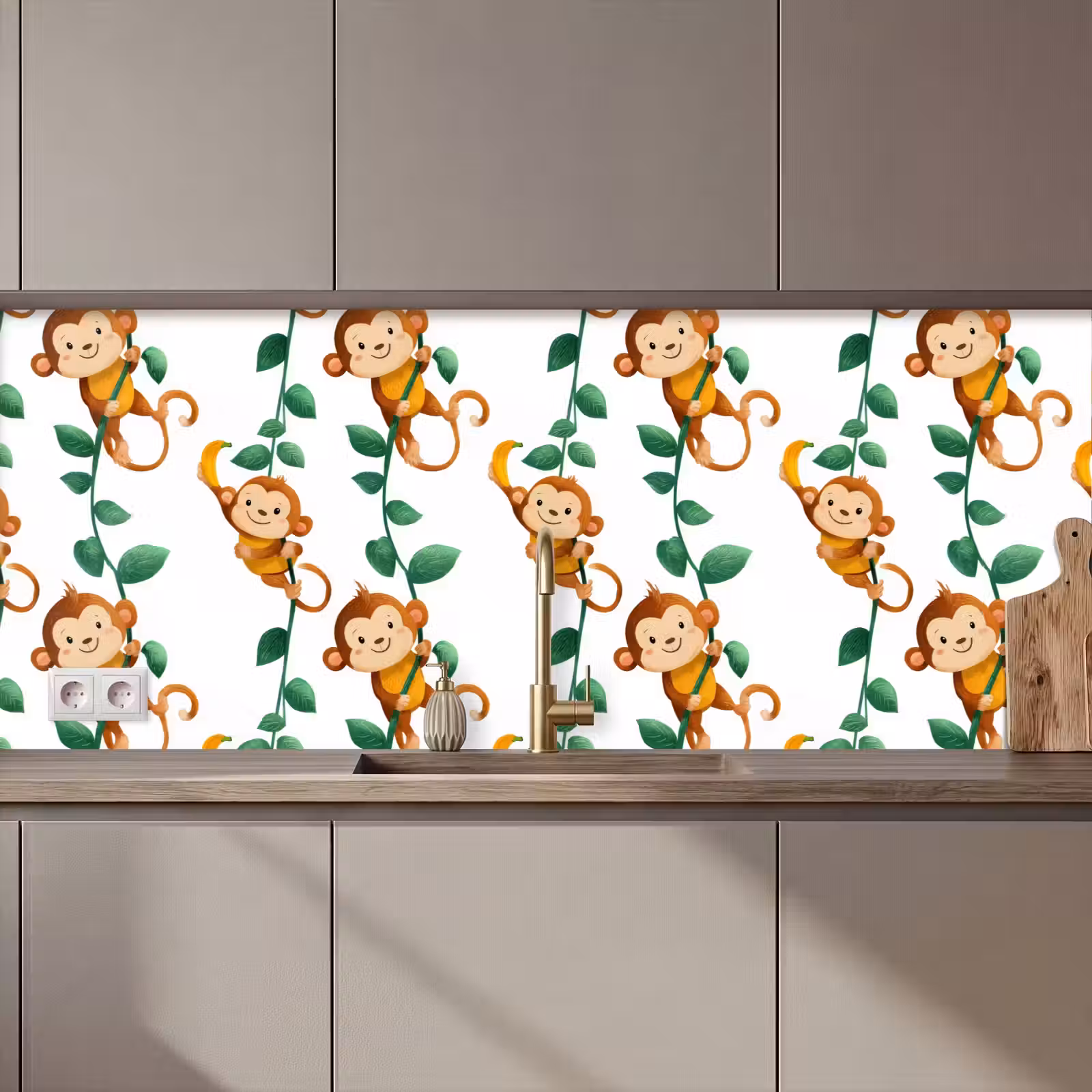 Kitchen splashback - Monkeys - Lianas - Colorful — 1